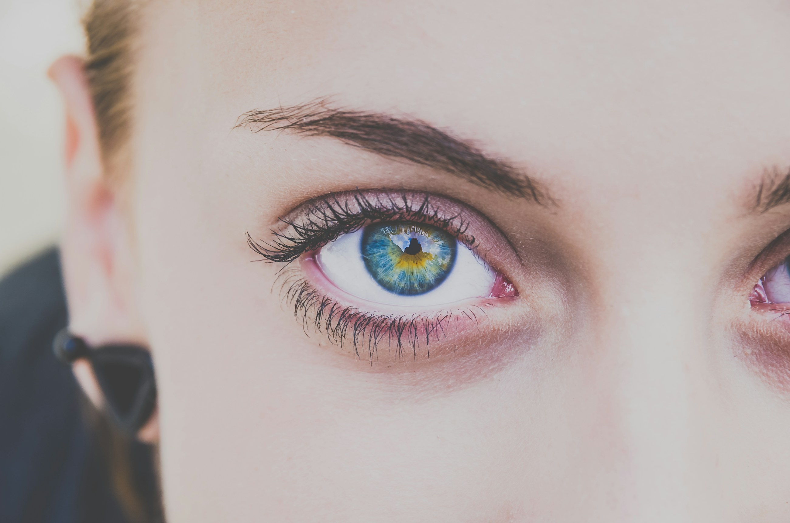 Bright close-up placeholder of eye makeup and soft lashes for lash service gallery