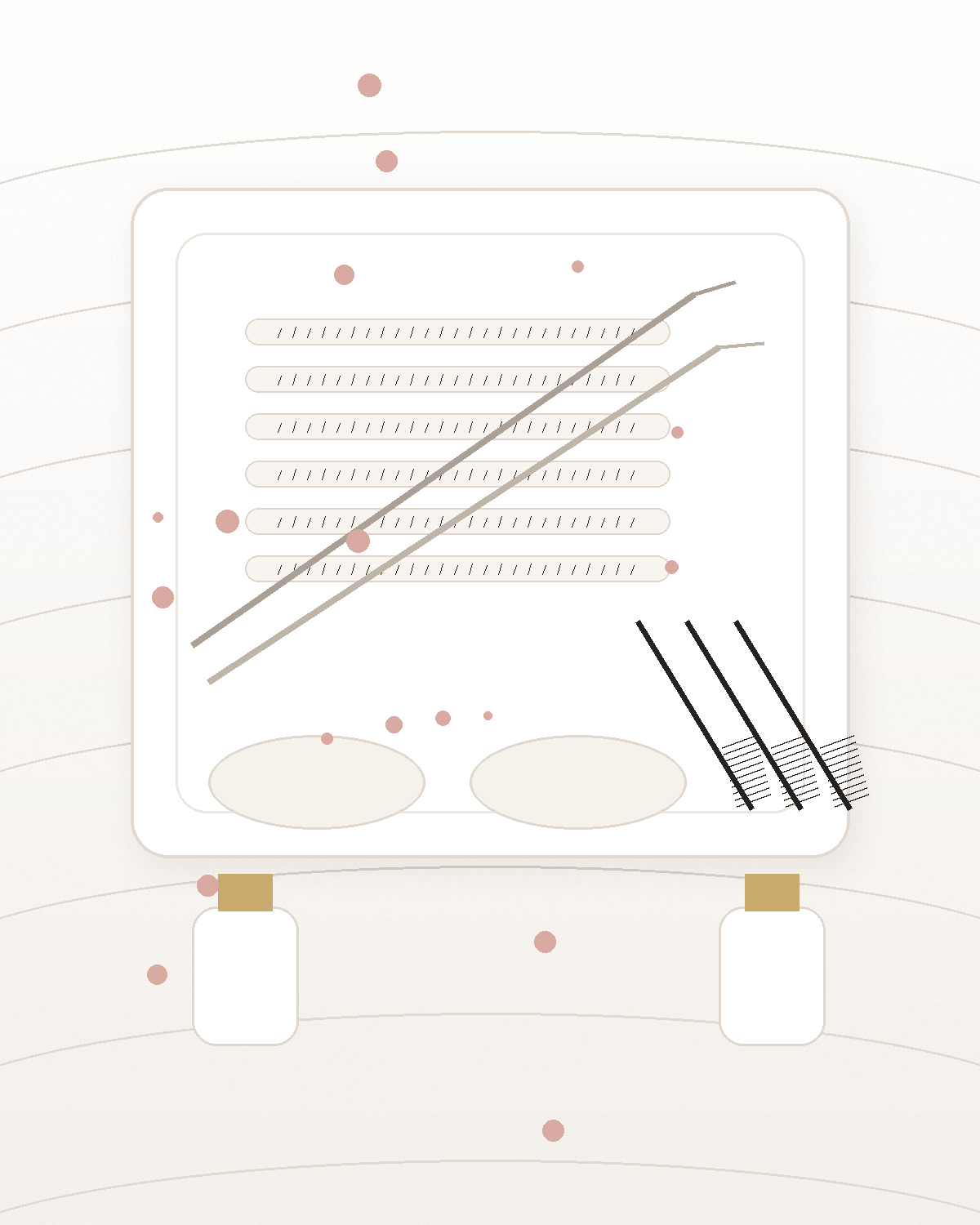 Clean lash tools and aftercare setup placeholder for BeautifulClawz product education